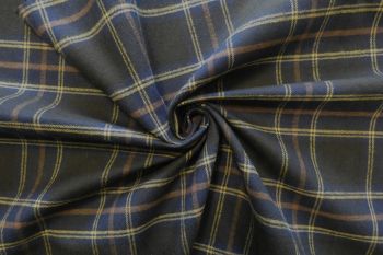 Deadstock Designer Japanese Brushed Twill Check - Brown/Yellow