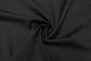 Deadstock Ex-Designer Wool Blend Suiting Self Stripe - Jet Black