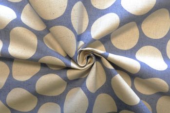 Deadstock Designer Linen/Cotton Canvas Style Spot - Cornflower/Natural