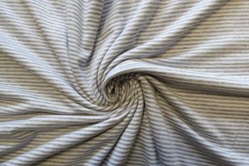 Ex Designer Soft Viscose Striped Jersey - Sky Blue/Grey Marl
