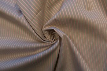 Ex Paul Smith Deadstock Designer Cotton Sheened Stripe Shirting - Champagne Pink/Dove Grey